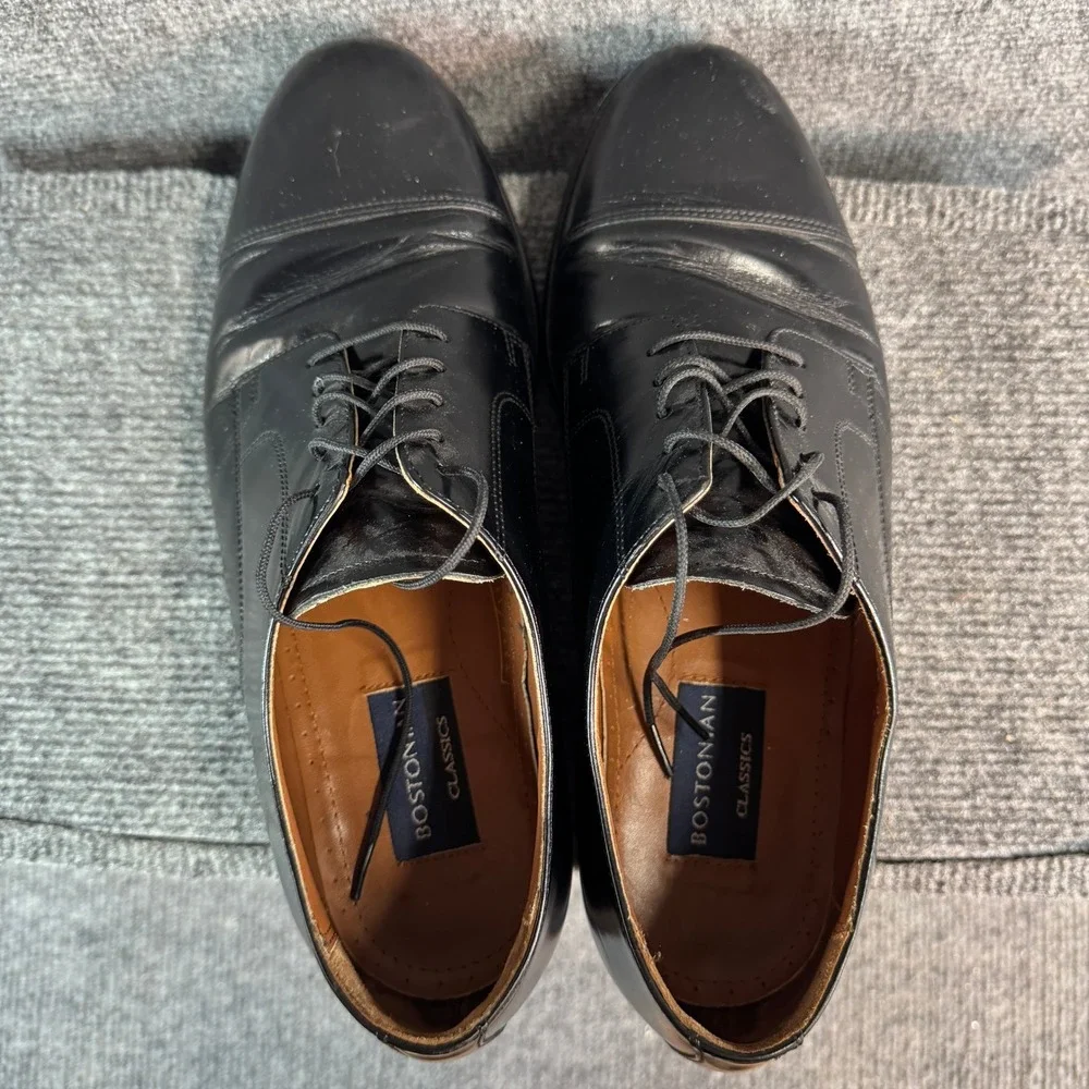 Bostonian Classics Mens Black Leather Cap Toe Lace Up Dress Shoes Oxfords 8D
